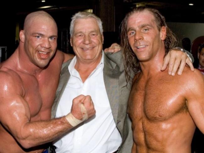 Pat Patterson with Kurt Angle and Shawn Michaels. Photo: Kurt Angle, Twitter.