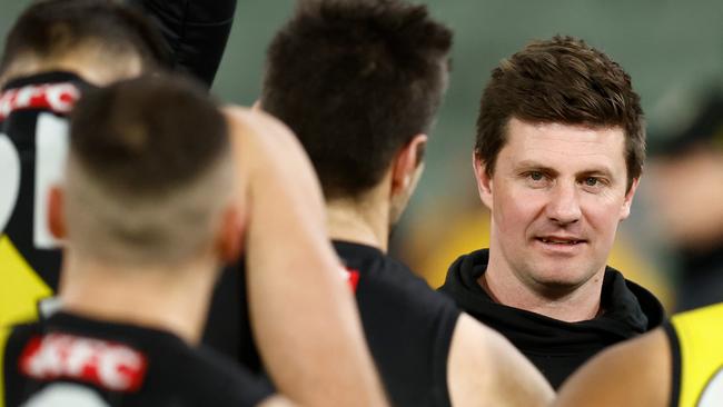 Interim coach Andrew McQualter has the Tigers still alive in the finals hunt. (Photo by Michael Willson/AFL Photos via Getty Images)