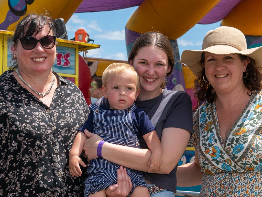 Tilly, Kate, Charlotte and baby Ezra from Kyogle enjoying the Kyogle Show. Picture: Cath Piltz