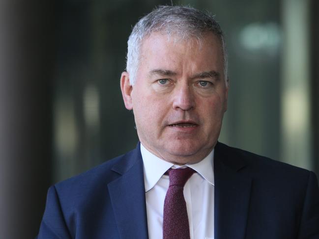 ADELAIDE, AUSTRALIA - Advertiser Photos DECEMBER 26, 2021: South AustraliaÃs Minister for Health Stephen Wade during a press conference in front of the State Administration Building, Adelaide, SA. Picture: Emma Brasier