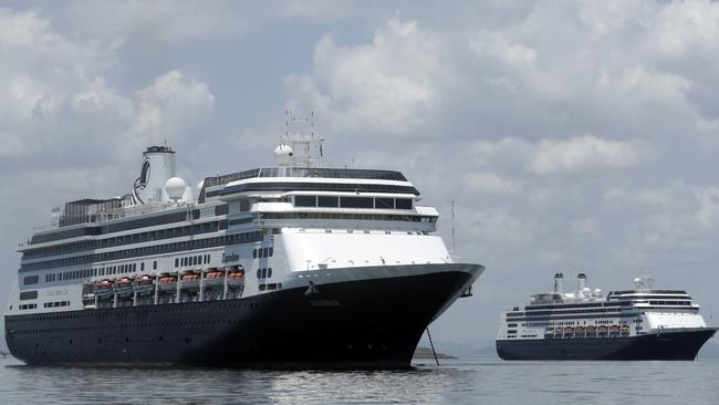 The Zaandam cruise ship, left. Picture: AP