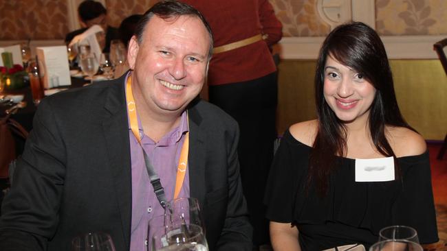 John Rohde and Bita at an official trade dinner. Also sitting on their table were senior State Government officials. Picture: supplied