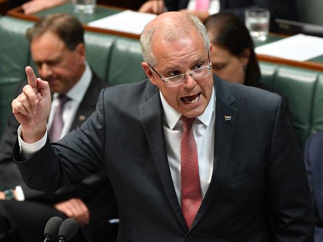 Prime Minister Scott Morrison during Question Time in the House of Representatives at Parliament House in Canberra, Monday, February 18, 2019. (AAP Image/Mick Tsikas) NO ARCHIVING