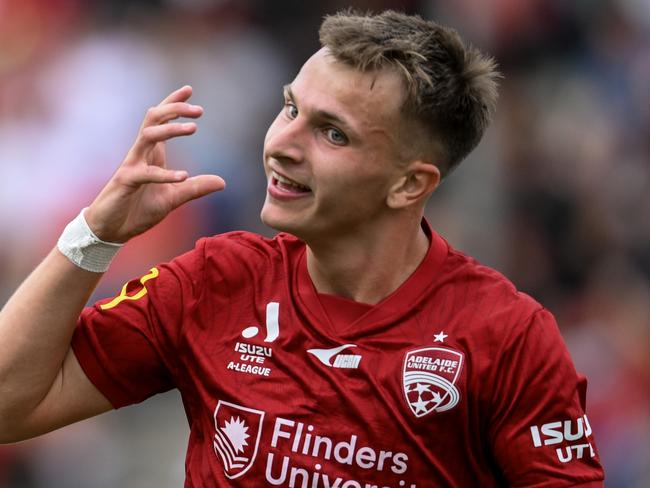 Luka Jovanovic is set to lead Adelaide United’s forward line on Friday night. Picture: Mark Brake/Getty Images