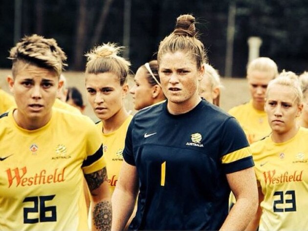 Brianna Davey with the Matildas. 