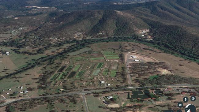 An aerial photograph of the Beenleigh Crayfish Farm at Luscombe, south of Brisbane.