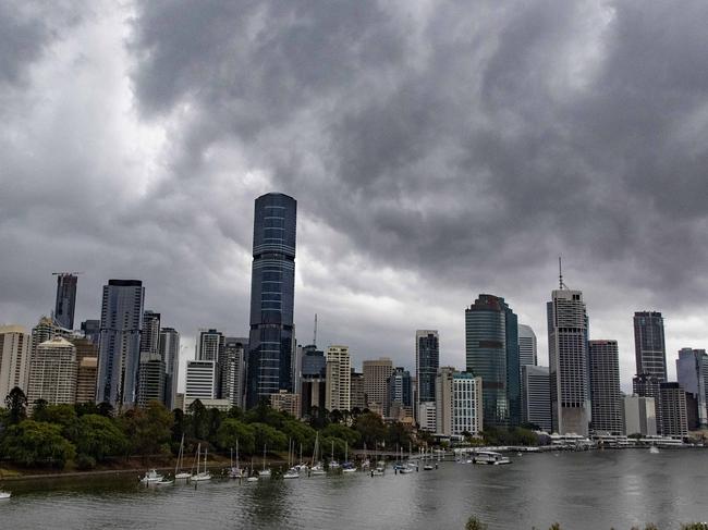 Grey Brisbane skyline from Kangaroo Point, Sunday, October 25, 2020 - Picture: Richard Walker