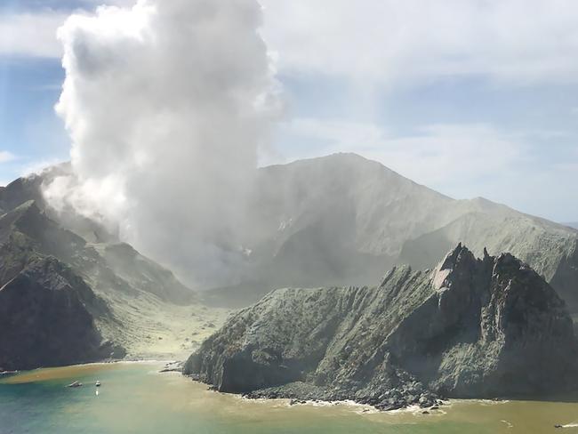 The Auckland Rescue Helicopter Trust took this image during a rescue mission to retrieve people injured in the volcanic explosion. Picture: Auckland Rescue Helicopter Trust