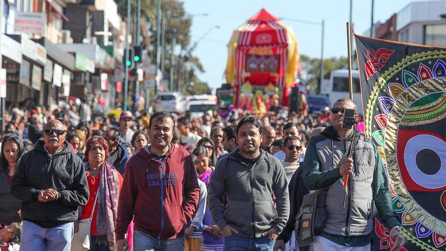 Up to 180 people pulled the chariot at a time. Picture: Carmela Roche