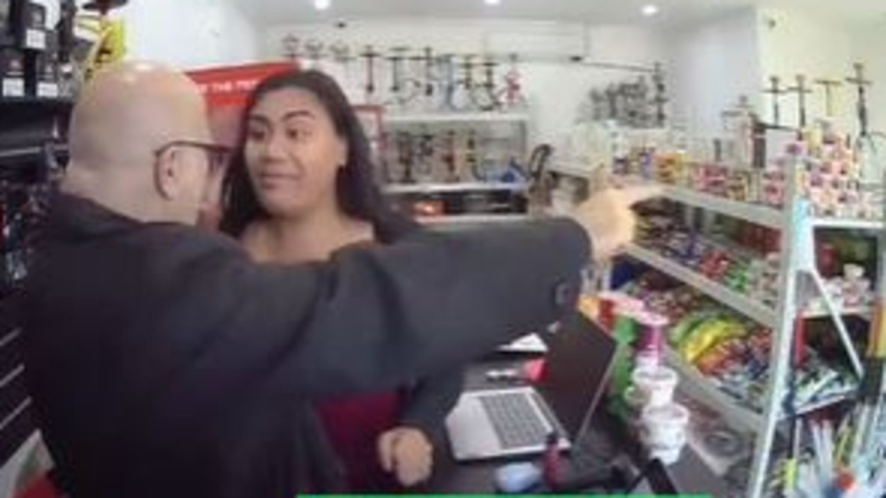 Security footage captured the moment a woman clashed with a worker inside a shisha store over a $3 lighter. Picture: Instagram