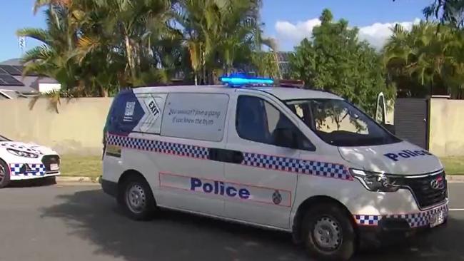 The major police operation began after officers swarmed a Marbella Drive home in Benowa Waters, Queensland, where it’s understood wanted man is hiding out. Picture: 7 News