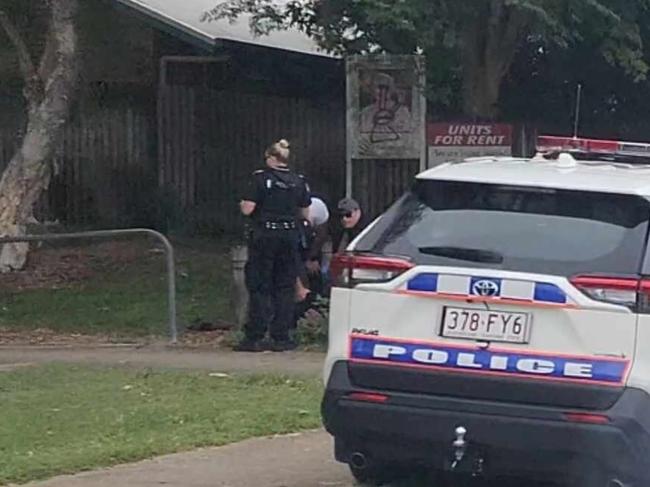 One passenger from the stolen Nissan Navara was taken into custody after 9:50am. Photo: Clinton Petith