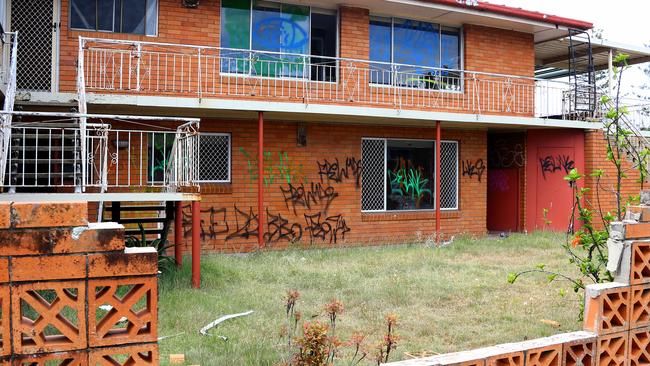 Pictures of two unit blocks next to the Labrador Senior citizen's centre which be derelict for a while, the building have been tag with graffiti and possible swatters living in them  Pic by David Clark