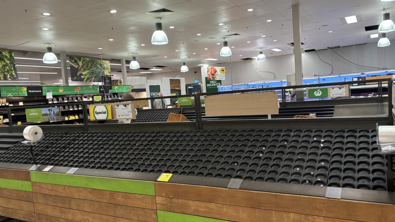 After more flooding again disrupted supply lines shelves in supermarkets across Cairns were again left empty. Photo: Dylan Nicholson