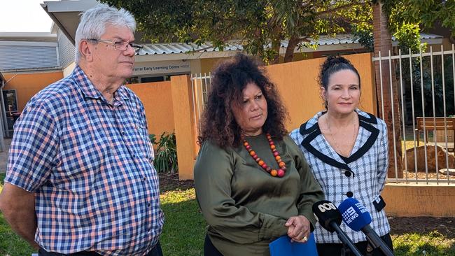 AMSANT CEO Dr John Paterson, Labor senator Malarndirri McCarthy, the Assistant Minister for Indigenous Health, and FCD Health Ltd CEO Bernie Cummins. Picture: Alex Treacy