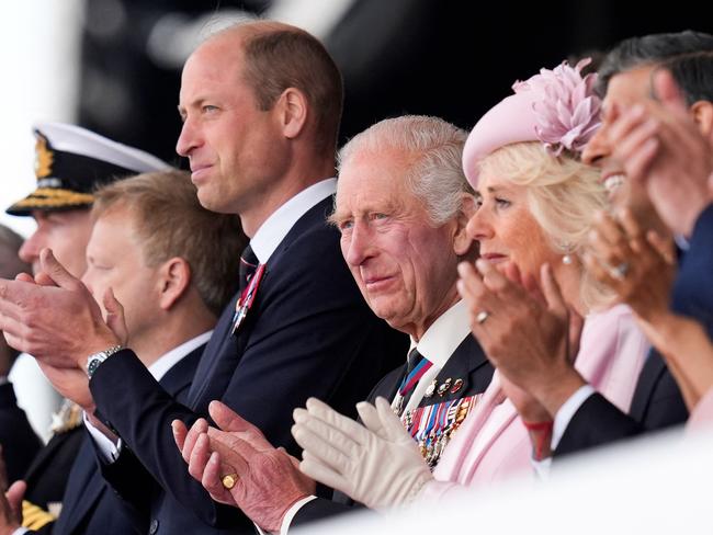 Prince William next to King Charles and Queen Camilla in Southsea Common, in Portsmouth, southern England. Picture: AFP