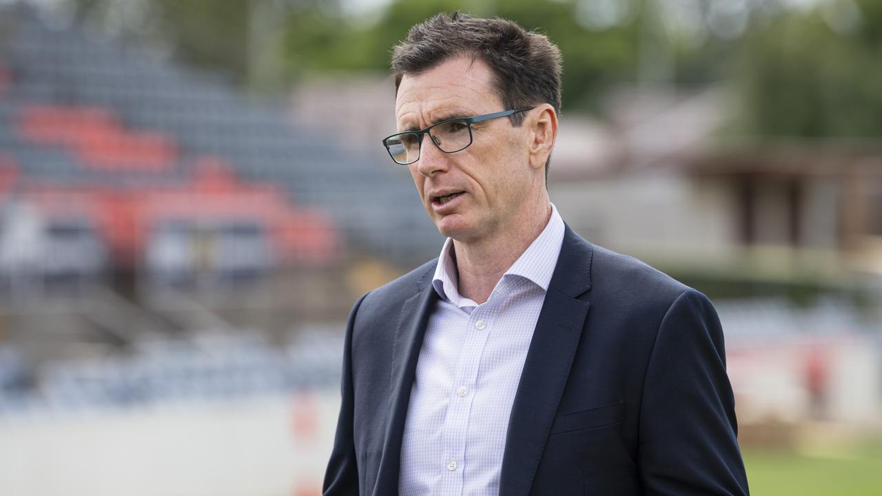 Queensland Rugby League CEO Ben Ikin speaks to media at the announcement that the Queensland Maroons will visit Toowoomba for a fan day and training ahead of Game 2, Wednesday, March 13, 2024. Picture: Kevin Farmer