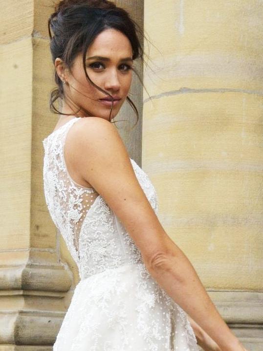 Meghan Markle as Rachel Zane in a wedding dress on the TV show Suits. Picture: Supplied