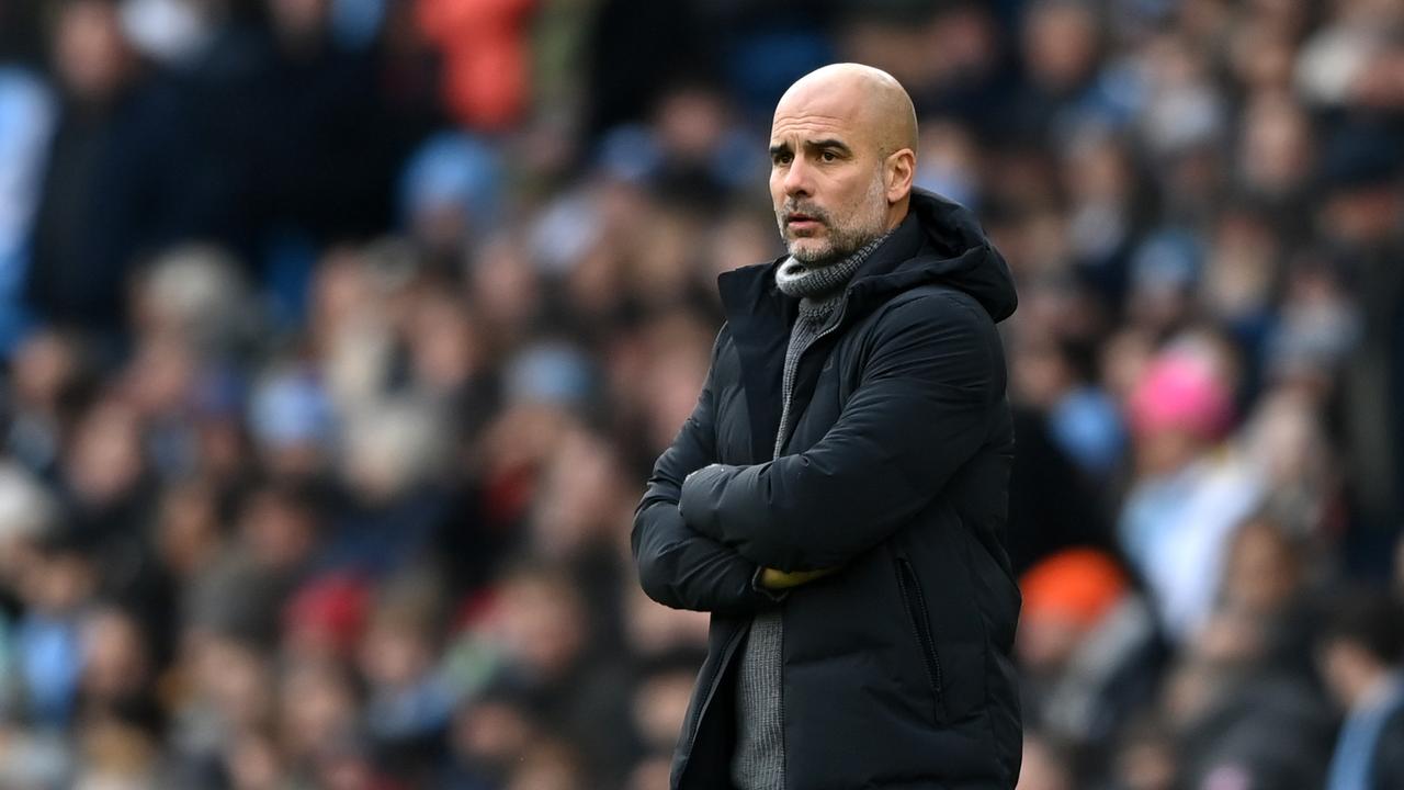 MANCHESTER, ENGLAND – JANUARY 22: Pep Guardiola, Manager of Manchester City, looks on during the Premier League match between Manchester City and Wolverhampton Wanderers at Etihad Stadium on January 22, 2023 in Manchester, England. (Photo by Michael Regan/Getty Images)