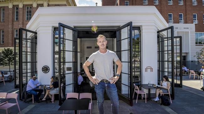 The former Community cafe with owner Brett Hicks-Maitland in 2021. Picture: Roy VanDerVegt.