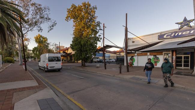 The streets of Alice Springs were all but deserted on the second night of the curfew. Picture: Grenville Turner