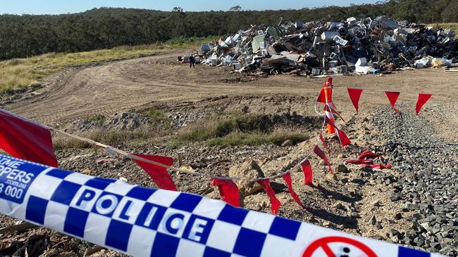 Police have established a crime scene at a Cessnock tip after a man was found with injuries and later died. Picture: Amy Ziniak