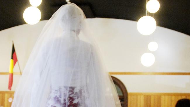 Muslim Women Muslim Womens fashion event held at Randwick Town Hall.A muslim wedding gown.Photo: Melanie Russell