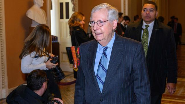 The absence of Mitch McConnell will temporarily leave the Republicans with one less vote in a Senate with a narrow Democratic majority. Picture: AFP