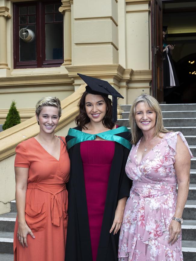 Kirsten Clarke, Alyssa Clarke and Diana McCoy at the UTAS Graduation at Launceston. PICTURE CHRIS KIDD