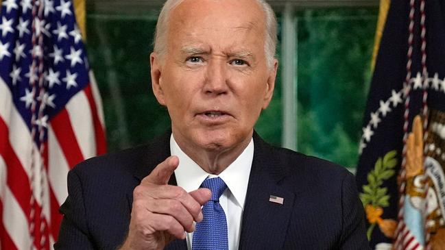 Joe Biden explains his decision to withdraw from the presidential race. Picture: AFP.