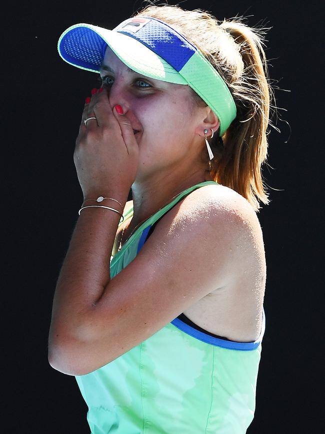 A stunned Sofia Kenin after beating Barty. Picture: Getty Images