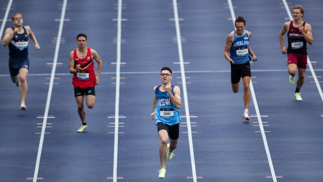 A heat of the men's 400m U20 champions won by NSW’s Timothy Sanki.