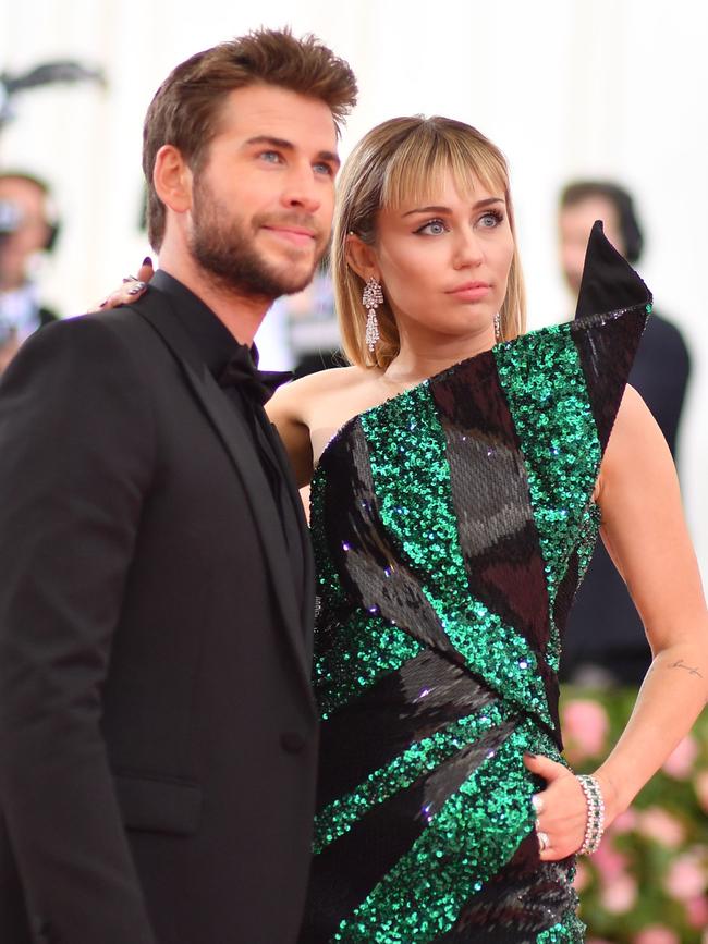 Miley Cyrus and Liam Hemsworth. Picture: AFP