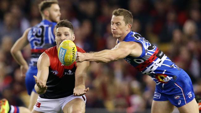 Dale Morris spoils Jesse Hogan. Picture: Michael Klein