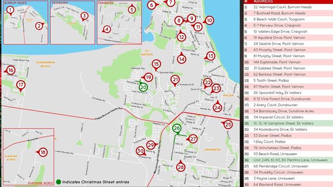 Fraser Coast Christmas lights map 1. Photo: Fraser Coast Regional Council.