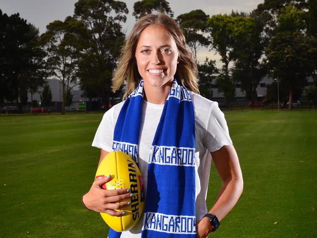 Kangaroo Kaitlyn Ashmore admits she wears Birkenstocks and socks. Picture: Nicki Connolly