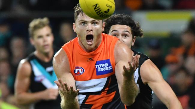 Heath Shaw copped a knock to the shin against Port Adelaide.