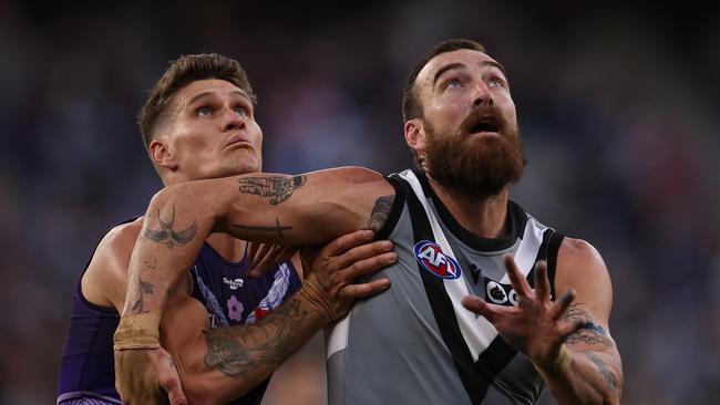 Charlie Dixon impressed in the ruck against the Dockers. Picture: Paul Kane/Getty Images