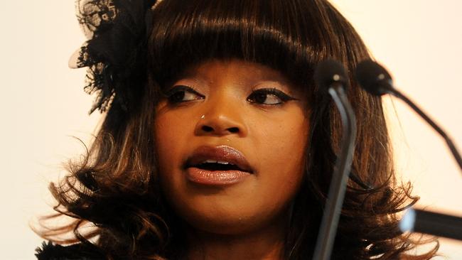 Zoleka Mandela speaks during the launch of the Zenani Mandela Scholarship for road safety in London, in 2011. Picture: Ben Stansall/AFP