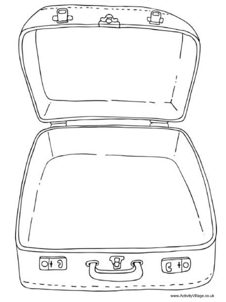 Чемодан картинка раскраска для детей
