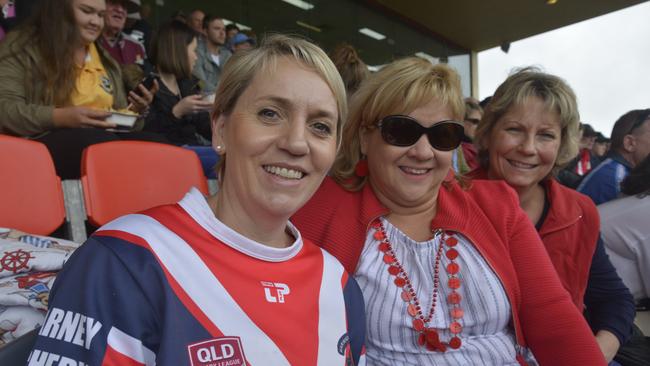 Donna Watson, Santina Howard and Louise Coleman watch their sons play in the grand finals. Picture: Gerard Walsh