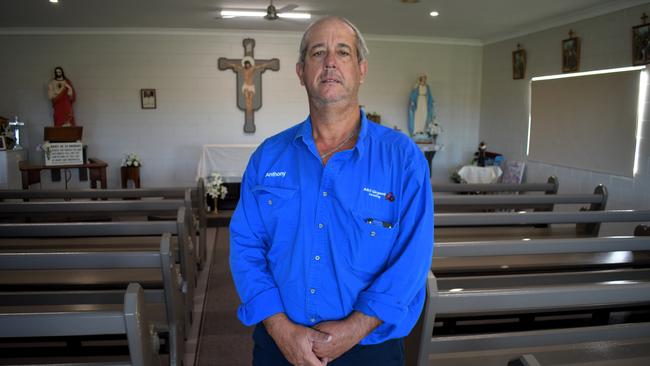 Festival of St Anthony Organising Committee Acting President Anthony Girgenti inside the church that bears the name of the Catholic saint who locals believed intervened to save lives during the deadly 1927 floods that ravaged the Hinchinbrook district and North Queensland. Picture: Cameron Bates