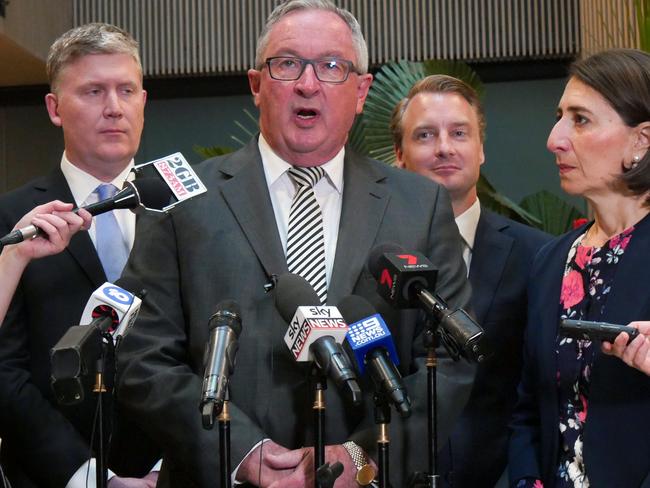 Mr Hazzard speaks to the media at the hospital’s opening. Picture: Andrew Leeson