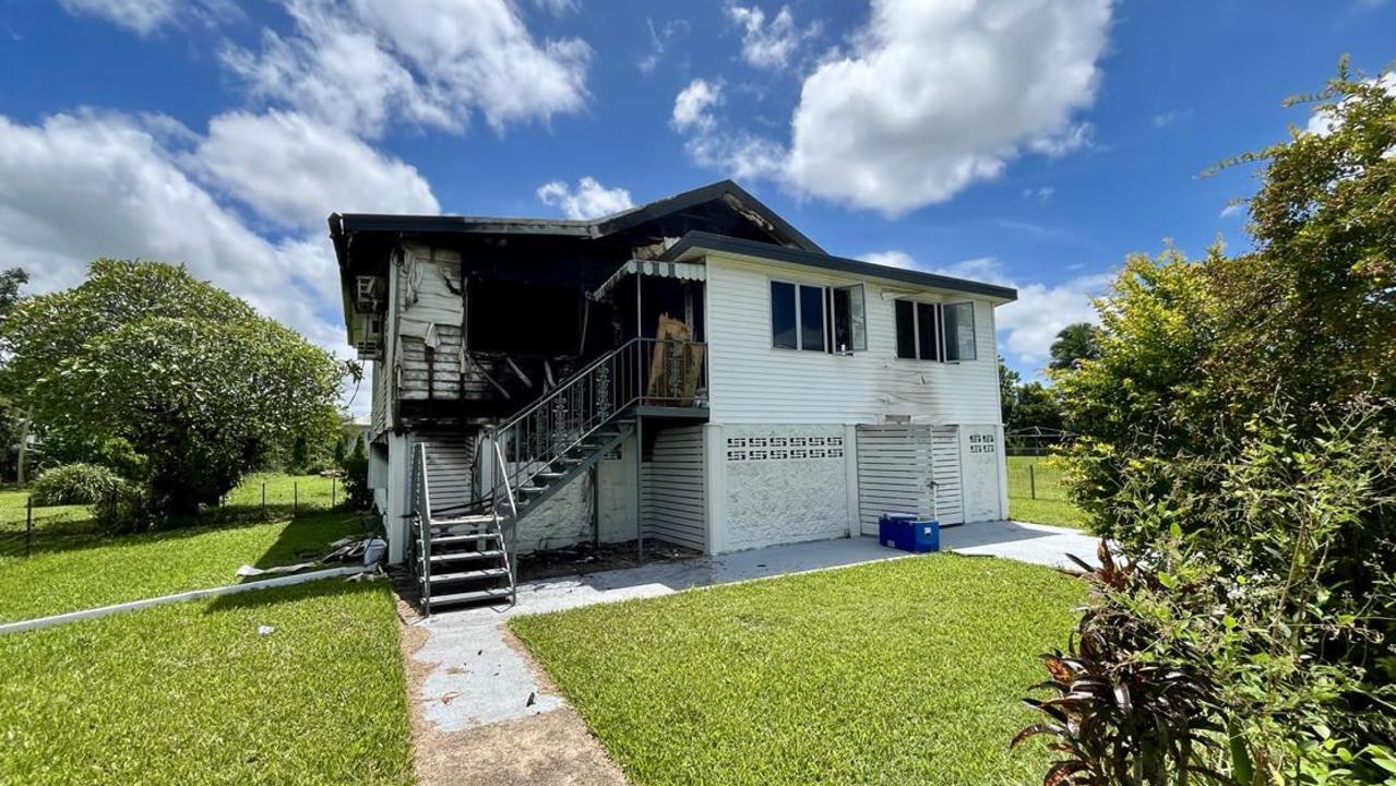 The residential home on Palm Avenue, Ingham, was badly damaged if not destroyed in a fire on Saturday evening. The high-set home has suffered serious fire, smoke and water damage. Queensland Police Service are investigating the cause of the blaze. Picture: Cameron Bates