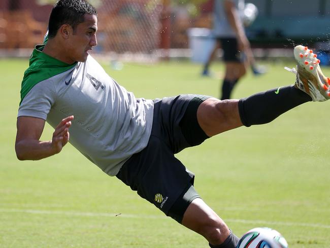 Tim Cahill and the Socceroos train behind closed doors.