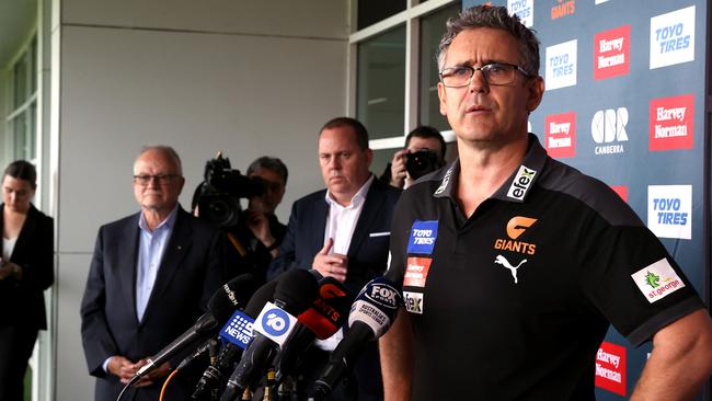 Leon Cameron stands down as coach of the GWS Giants on Thursday