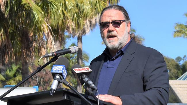 Oscar-winning actor Russell Crowe was at Pacific Bay Resort on Wednesday to officially announce his plans for a $438,560,000 world-class film studio.