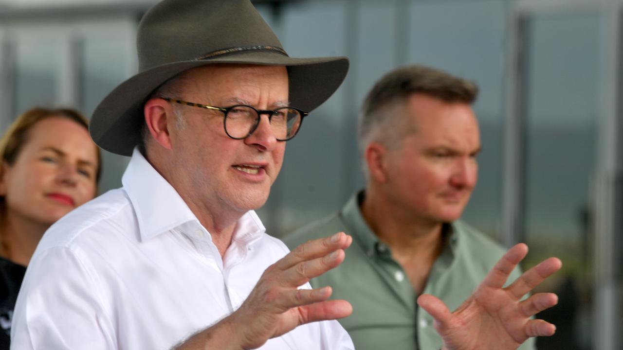 Prime Minister Anthony Albanese explains the significance of developing hydrogen for Townsville. Picture: Evan Morgan