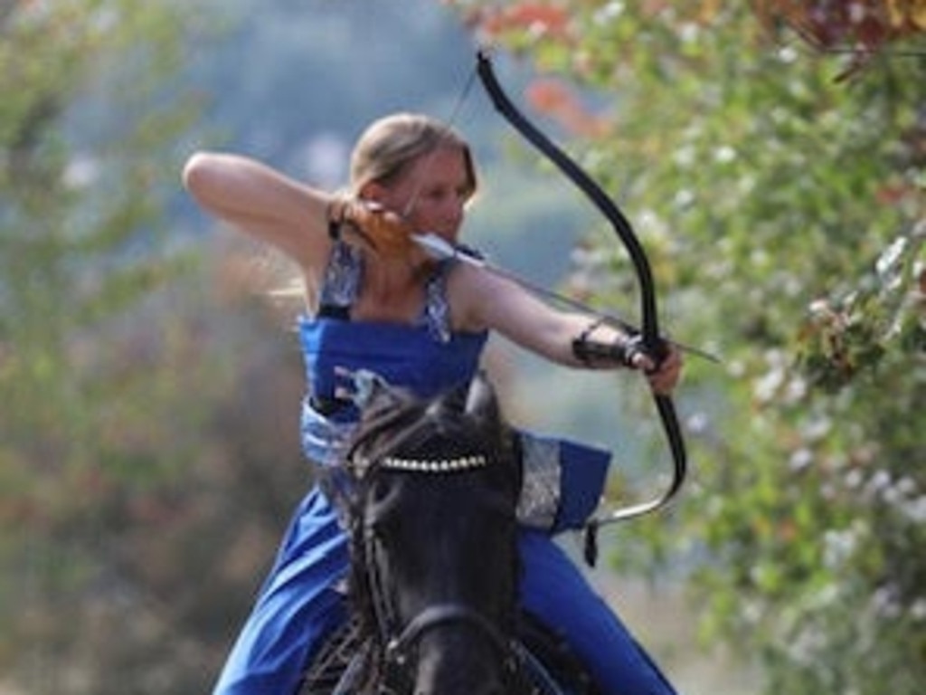 Steph Batterham competing in horse archery