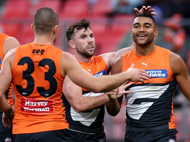 Callum Brown was back to his best in the Giants’ scrappy win over Port Adelaide with two goals. Picture: Brendon Thorne/AFL Photos/via Getty Images